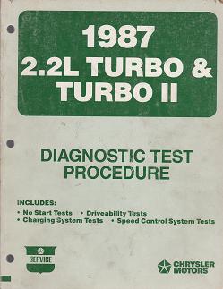 1987 Chrysler / Dodge / Plymouth 2.2L Turbo & Turbo II Vehicles Diagnostic Test Procedures