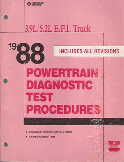 1988 Dodge 3.9L / 5.2L E.F.I. Trucks Powertrain Diagnostic Test Procedures