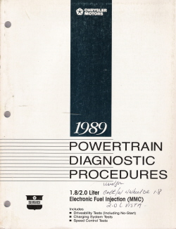 1989 Chrysler 1.8 and 2.2 Liter Electronic Fuel Injection Factory Powertrain Diagnostic Procedures
