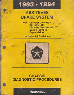 1993 - 1994 Chrysler / Dodge / Plymouth ABS Teves Brake System Chassis Diagnostic Procedures
