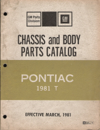 1976 - 1981 Pontiac T-Car Factory Chassis and Body Parts Catalog - CD-ROM