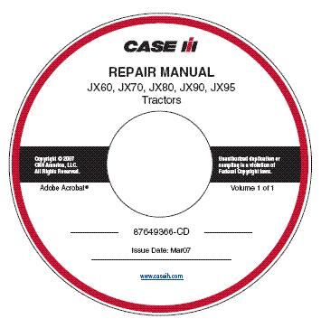 Case JX60, JX70, JX80, JX90, JX95 Tractor Service CD-ROM- Complete 4 Volume Set