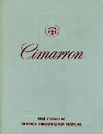 1988 Cadillac Cimarron Factory Service Information Manual