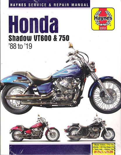 1988 - 2019 Honda Shadow VT600, VT750 Haynes Motorcycle Repair & Service Manual