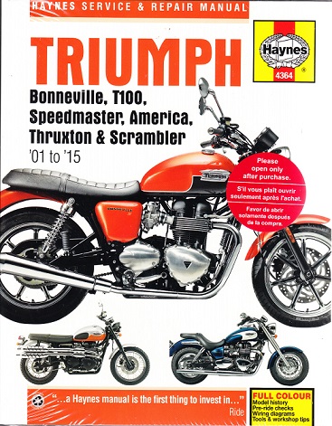 2001 - 2015 Triumph Bonneville T100 Speedmstr Amer Thruxton Scramb Haynes pair ReManual