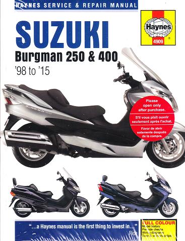 1998 - 2015 Suzuki Bergman 250 & 400 Scooter  Haynes Repair Manual