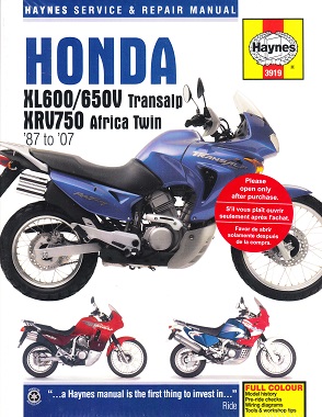 1987 - 2007 Honda XL600/650V Transalp and XVR750 Africa Twin XL600V, XL650V and XRV750  Haynes Repair Manual