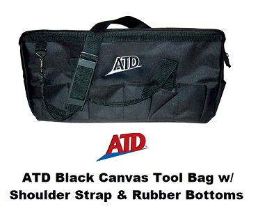 ATD Black Canvas Tool Bag w/ Shoulder Strap & Rubber Bottom