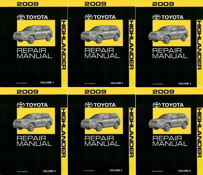 2009 Toyota Highlander Factory Service Manual - 6 Vol. Set - Reproduction