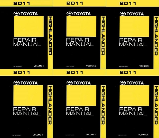 2011 Toyota Highlander Factory Service Manual - 6 Vol. Set - Reproduction