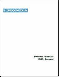 1985 Honda Accord Factory Service Manual on CD-ROM