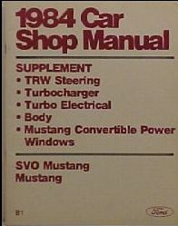 1984 Ford Mustang SVO Shop Manual Supplement