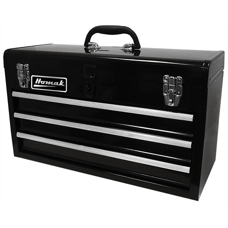 Homak Three Drawer Ball Bearing Toolbox - Black