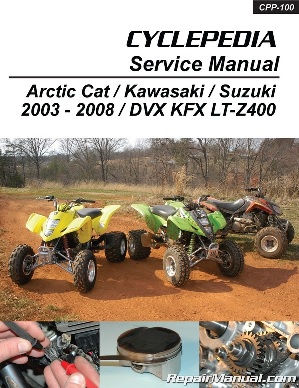 2003 - 2008 Artic Cat DVX400, Kawasaki KFX400 & Suzuki  LT-Z400 Cyclepedia Service Manual