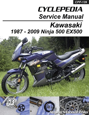 1987 - 2009 Kawasaki Ninja 500/EX500 Cyclepedia Motorcycle Service Manual