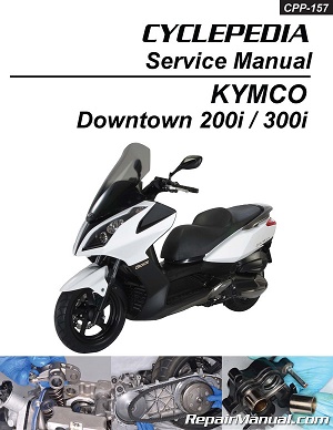 2011 - 2017 KYMCO Downtown 200i & 300i Cyclepedia Scooter Service Manual