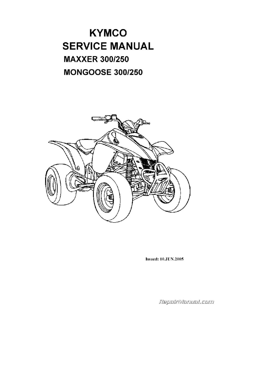 KYMCO Mongoose 250 300 MAXXER Cyclepedia Service Manual     