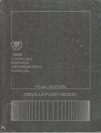 1986 Cadillac Deville & Fleetwood Service Information Repair Manual