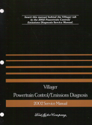 2002 Mercury Villager Powertrain Control/Emissions Diagnosis Service Manual