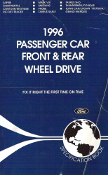 1996 Ford Passenger Car Front & Rear Wheel Drive Specifications  Book