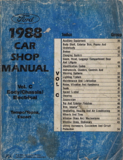 1988 Ford Factory Car Shop Manual - Body, Chassis, Electrical - Tempo, Topaz & Escort