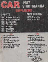1987 Ford Car Shop Manual Supplement