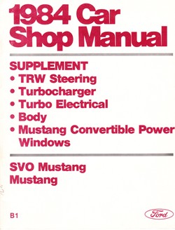 1984 Ford Car Factory Shop Manual Supplement