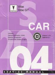 2004 Pontiac Vibe Factory Service Repair Manual - 2 Volume Set