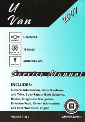2007 Chevrolet Uplander, Pontiac Montana & Buick Terraza Factory Service Manual