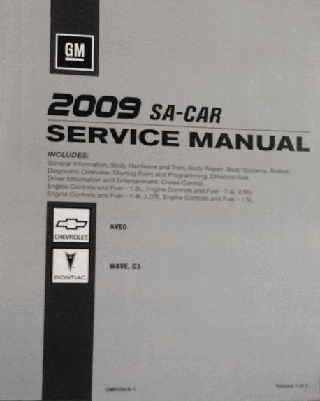 2009 Chevrolet Aveo, Pontiac Wave & G3 Factory Service Manual