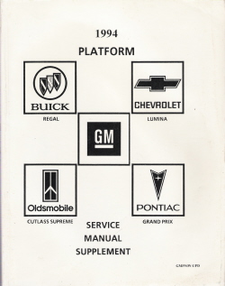 1994 GM Service Manual Supplement - Regal, Lumina, Grand Prix & Cutlass Supreme