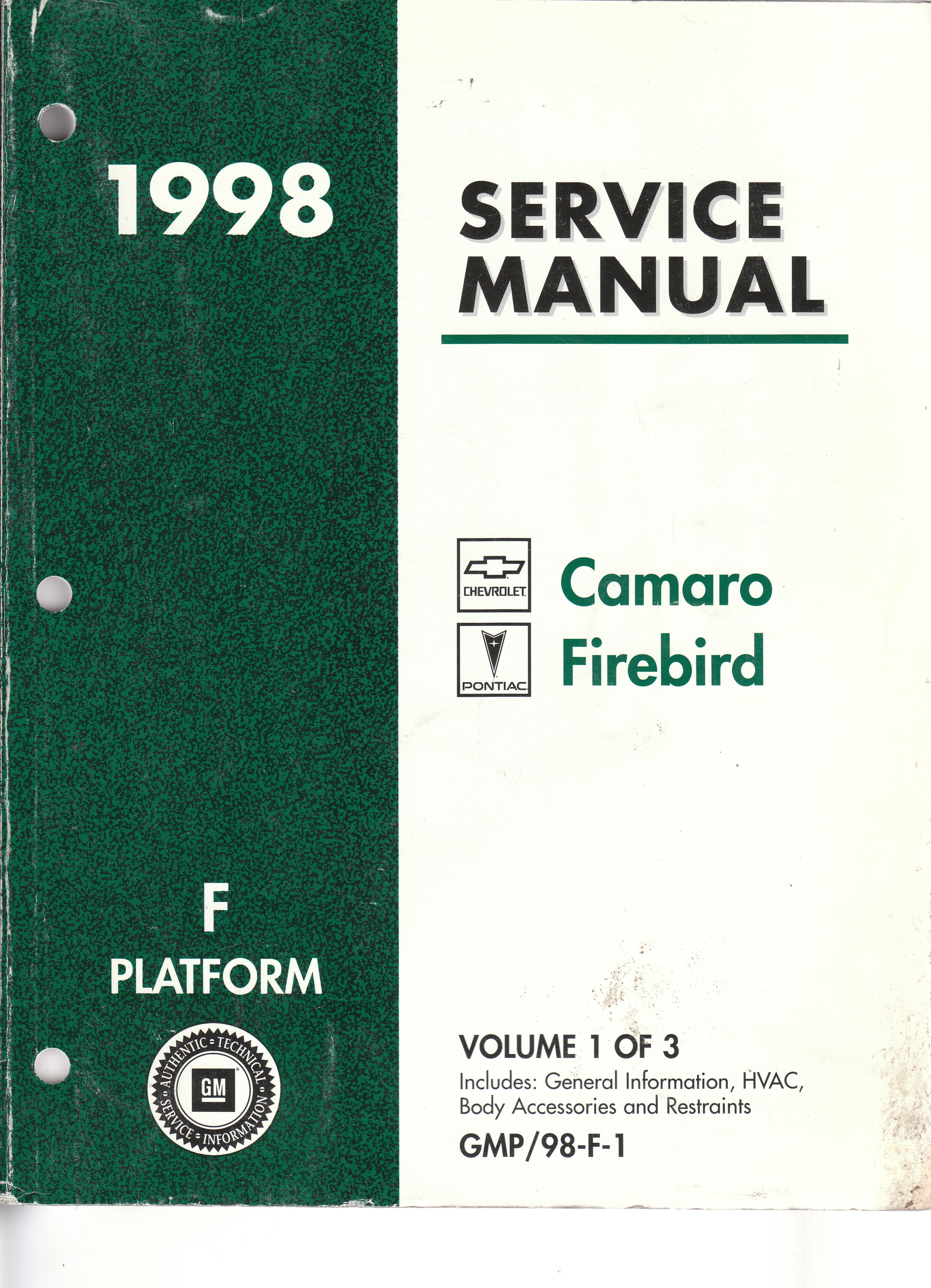1998 Chevrolet Camaro & Pontiac Firebird  Factory Service Manual, 3 Volume Set