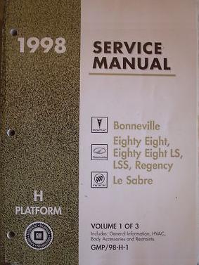 1998 Pontiac Bonneville, Oldsmobile Eighty-Eight, Eighty-Eight LS, LSS, Regency & Buick LeSabre-3 Volume Set
