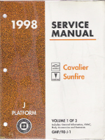 1998 Pontiac Sunfire and Chevrolet Cavalier Factory Service Manual - 3 Volume Set