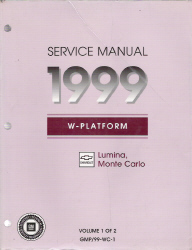1999 Chevrolet Lumina & Monte Carlo Factory Service Manual - 2 Volume Set