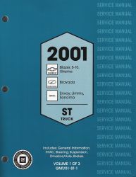 2001 Chevrolet S10, Blazer, Xtreme, GMC Sonoma, Jimmy & Oldsmobile Bravada S/T Trucks Factory Service Manual - 3 Volume Set