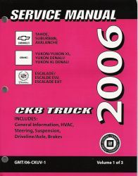2006 Chevrolet & GMC Tahoe, Surburban, Avalanche, Yukon, XL, Denali, XL, &  Cadillac Escalade  Factory Service Manual - 3 Volume Set