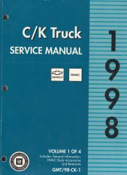 1998 Chevrolet GMC C / K Truck Service Manual - 4 Volume Set