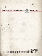 1989 Cadillac Allante Factory Service Manual
