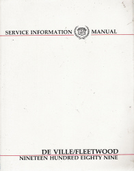 1989 Cadillac Deville / Fleetwood Service Information Manual