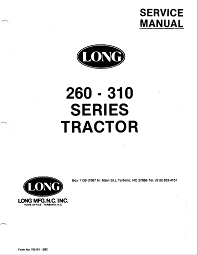Long 260, 310, 320, 2260, 2310 Tractor Service Manual