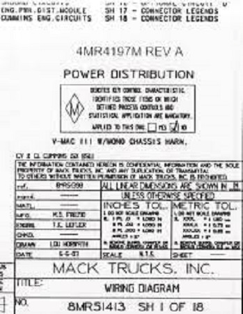 2003 - 2004 Mack Wiring Diagram Chassis Series CV
