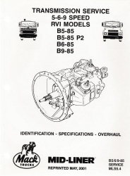 Mack Truck 5, 6, 9 Speed & RVI Models Transmission Service Manual