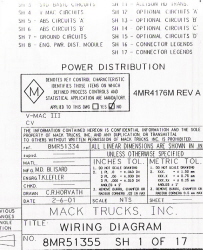 2001 - 2002 Mack Wiring Diagram Chassis Series CV