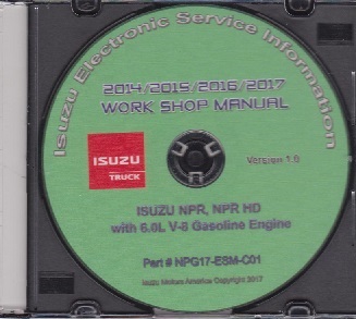 2014 - 2017 Isuzu N Series 6.0L V8 Gas Engine Factory Workshop Manual on CD-ROM