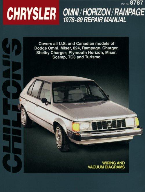1978 - 1989 Dodge Omni, Horizon, Rampage, Miser, 024, Charger TC3 Chilton Manual