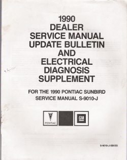 1990 Pontiac Sunbird Factory Service Manual Update & Electrical Diagnosis