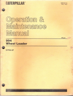 Caterpillar 944 Wheel Loader Factory Operation & Maintenance Manual Serial Numbers 9YF56-UP