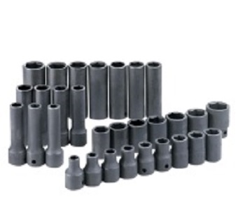 S-K 30-Piece 1/2 Drive Standard & Deep 6-Point Metric Impact Socket Set