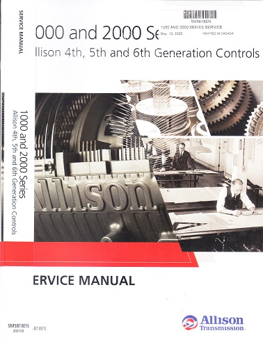 Allison 1000/2000 Series 4th, 5th & 6th Gen Controls Transmission Service Manual